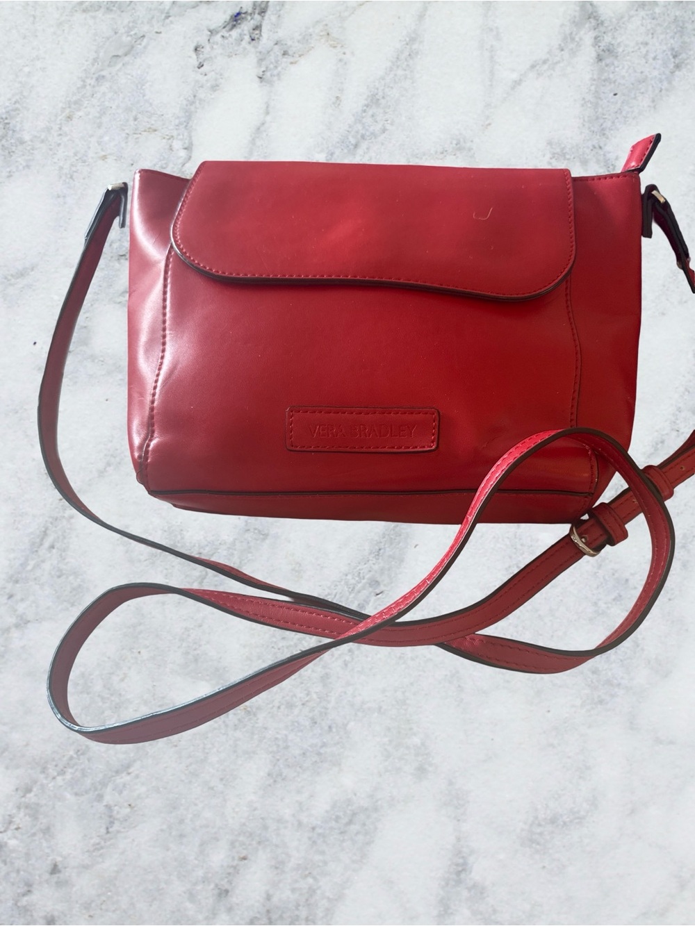 Vera Bradley Red Leather Crossbody Purse